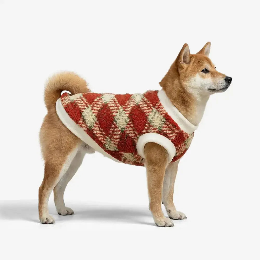 Plaid Comfortable Warm Plush Dog Sweater Suitable For All Breeds of Dogs