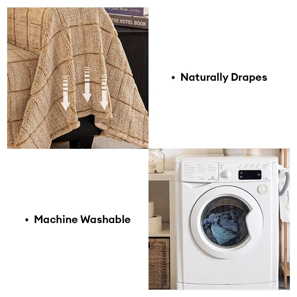 Plush Quilted Classic Checkered Comfortable Thickened Couch Cover