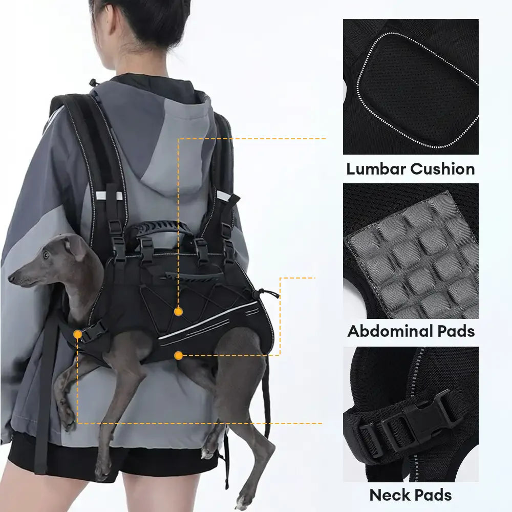 Spine-Friendly Horizontal Dog Backpack Carrier with Adjustable Padded Straps - Legs-Out Comfort