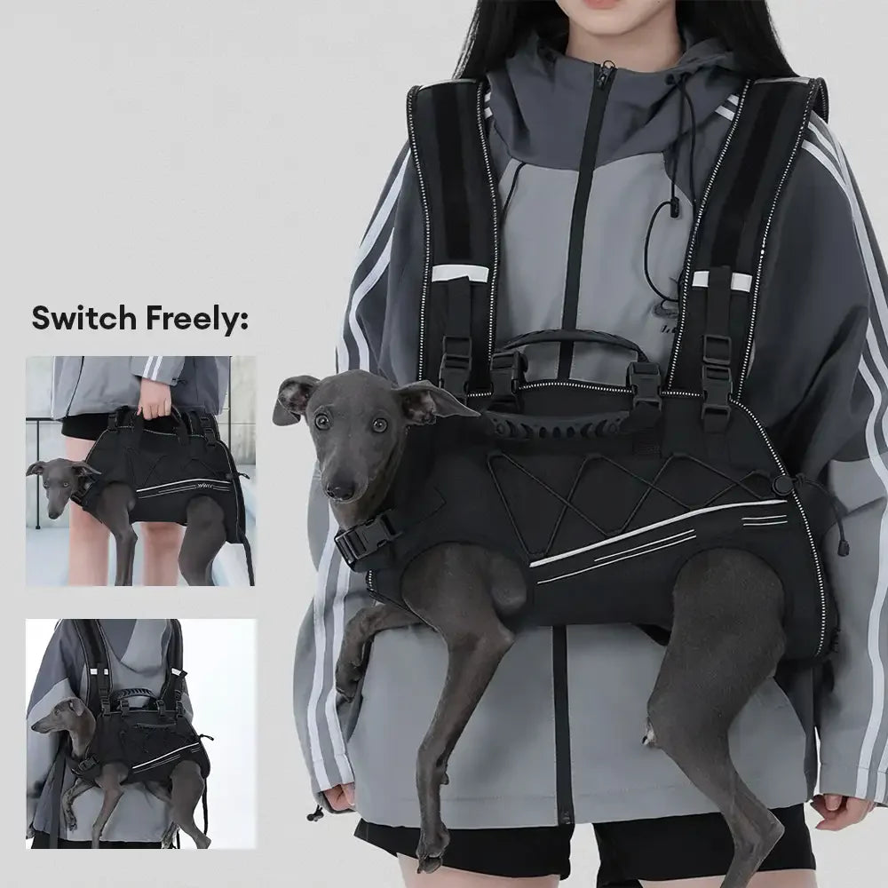 Spine-Friendly Horizontal Dog Backpack Carrier with Adjustable Padded Straps - Legs-Out Comfort