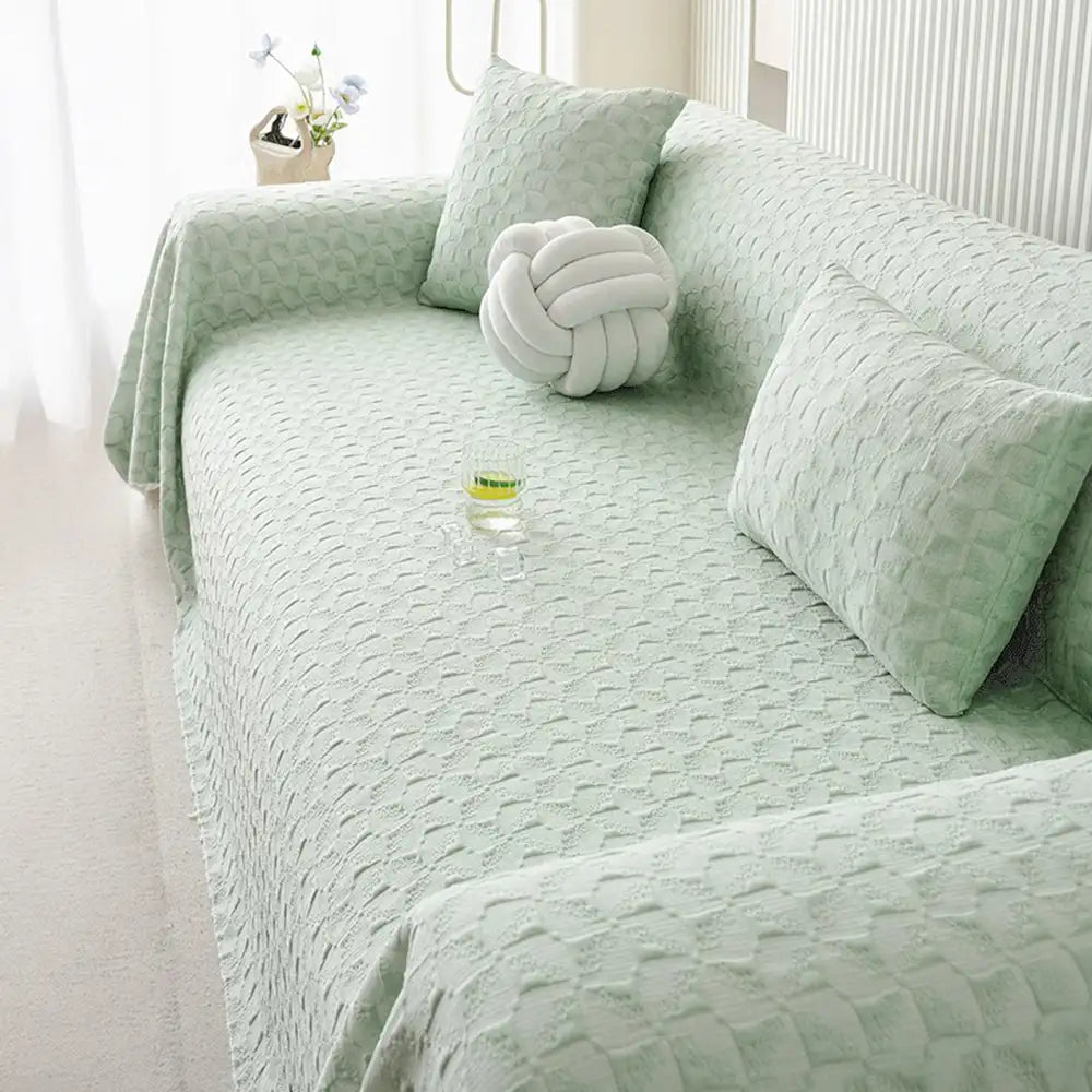 Textured Cooling Ice Silk Skin-Friendly Breathable Sofa Blanket Washable Couch Cover