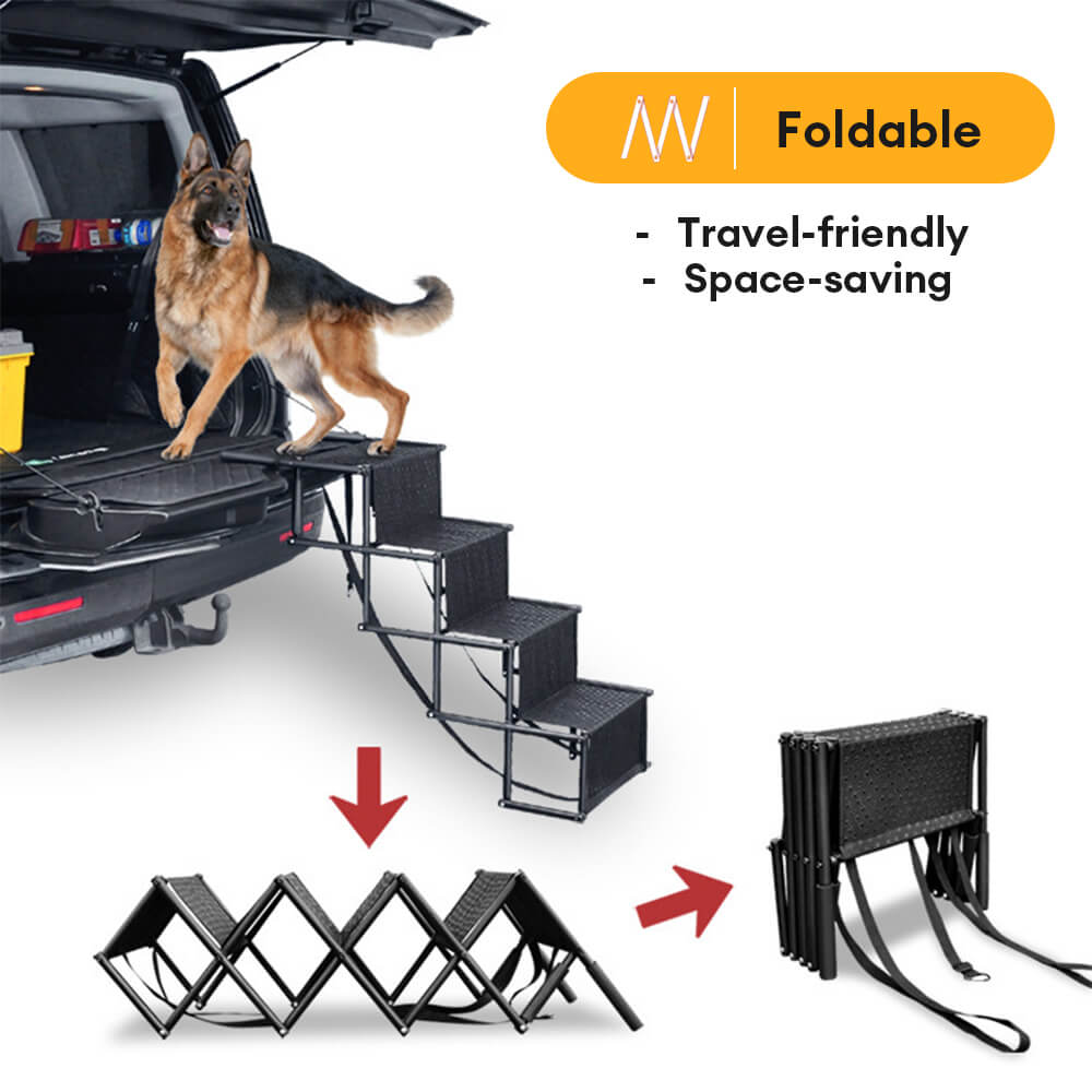 Travel Portable Foldable 4-Steps Non-Slip Dog Car Stair