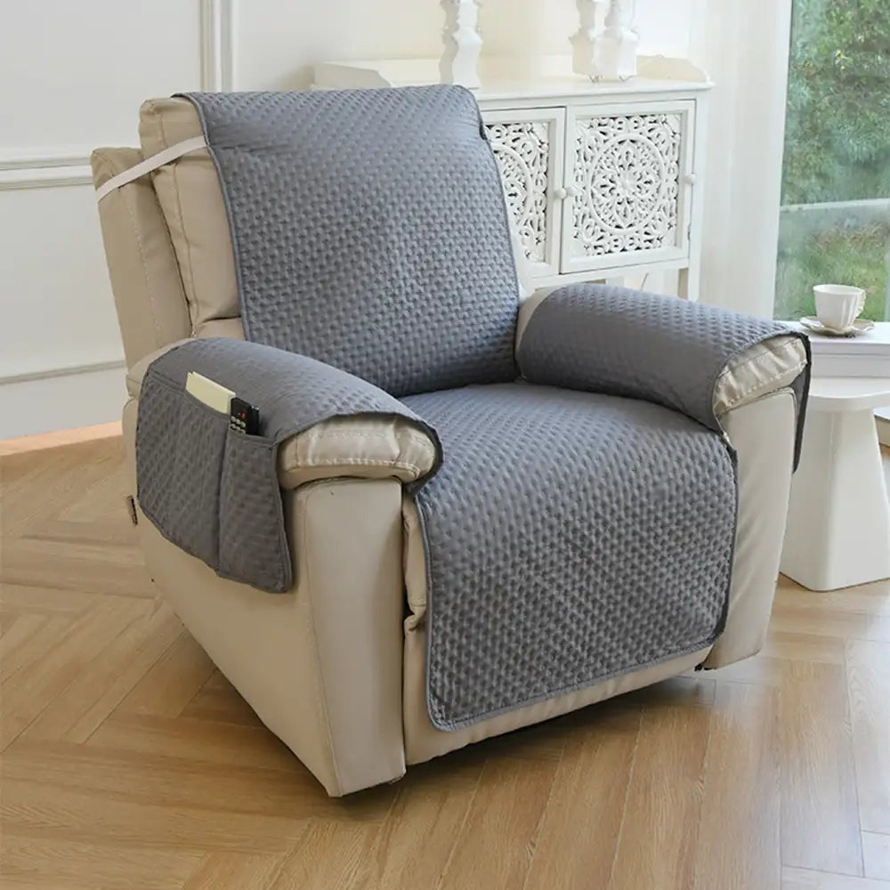 Water-Repellent Solid Color One Piece Couch Cover with Elastic Straps