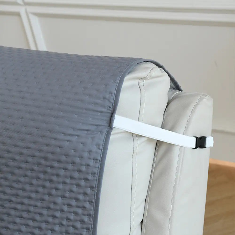Water-Repellent Solid Color One Piece Couch Cover with Elastic Straps
