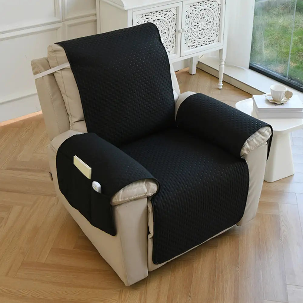 Water-Repellent Solid Color One Piece Couch Cover with Elastic Straps