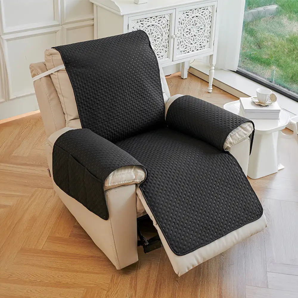 Water-Repellent Solid Color One Piece Couch Cover with Elastic Straps