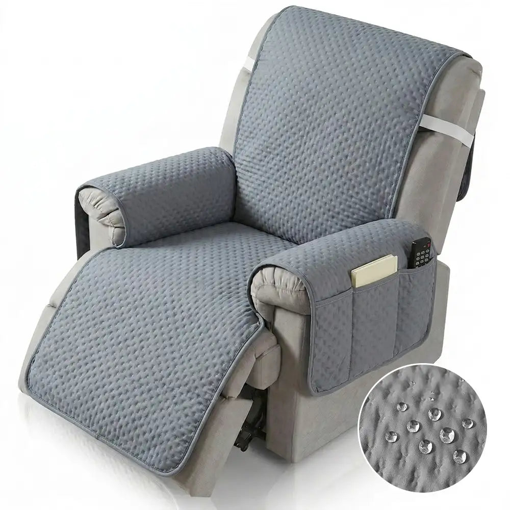 Water-Repellent Solid Color One Piece Couch Cover with Elastic Straps