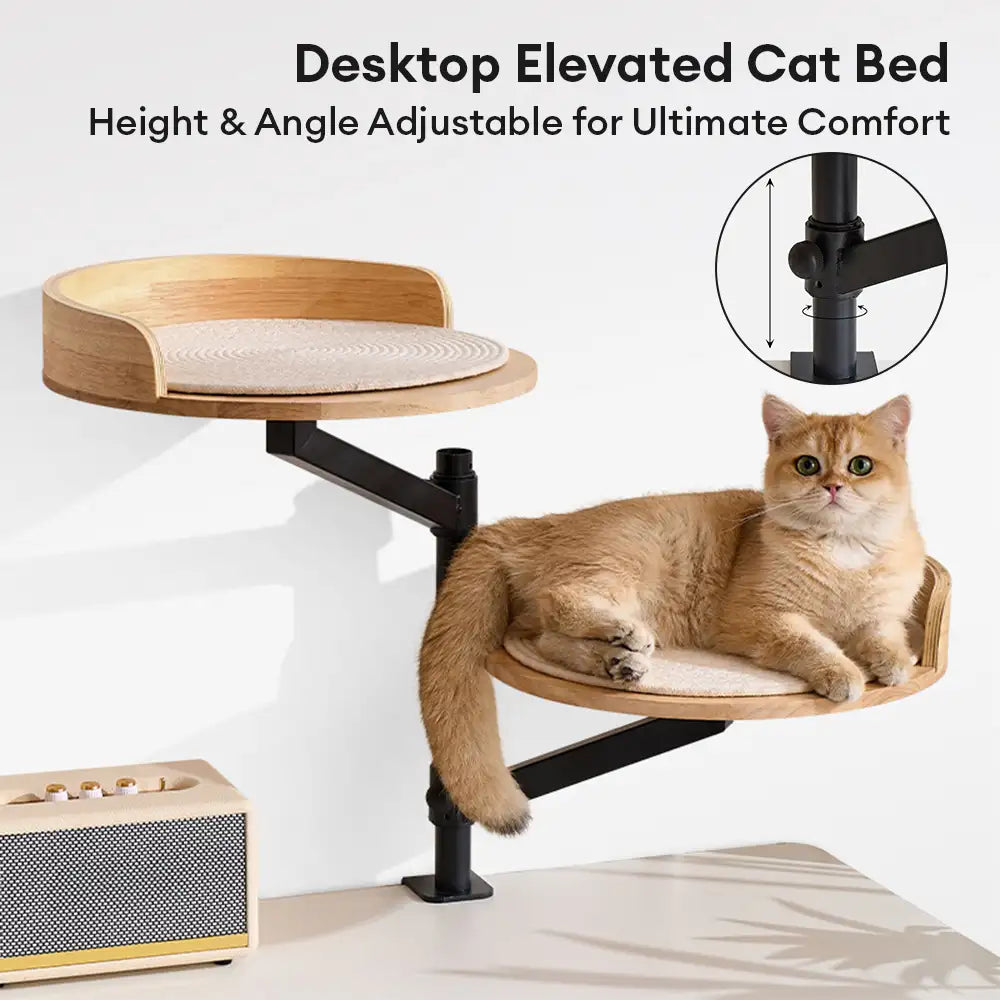 Wooden Adjustable Up and Down Elevated Habitat Cat Desk Bed