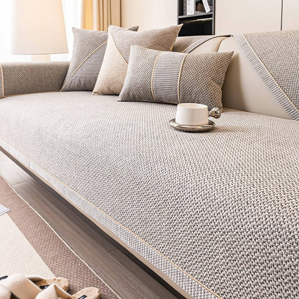 Breathable Woven Cotton Linen Non-Slip Outdoor Couch Cover