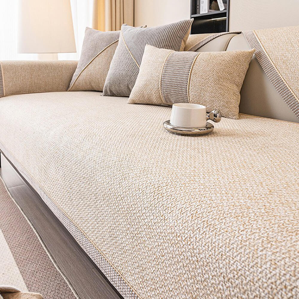 Breathable Woven Cotton Linen Non-Slip Outdoor Couch Cover