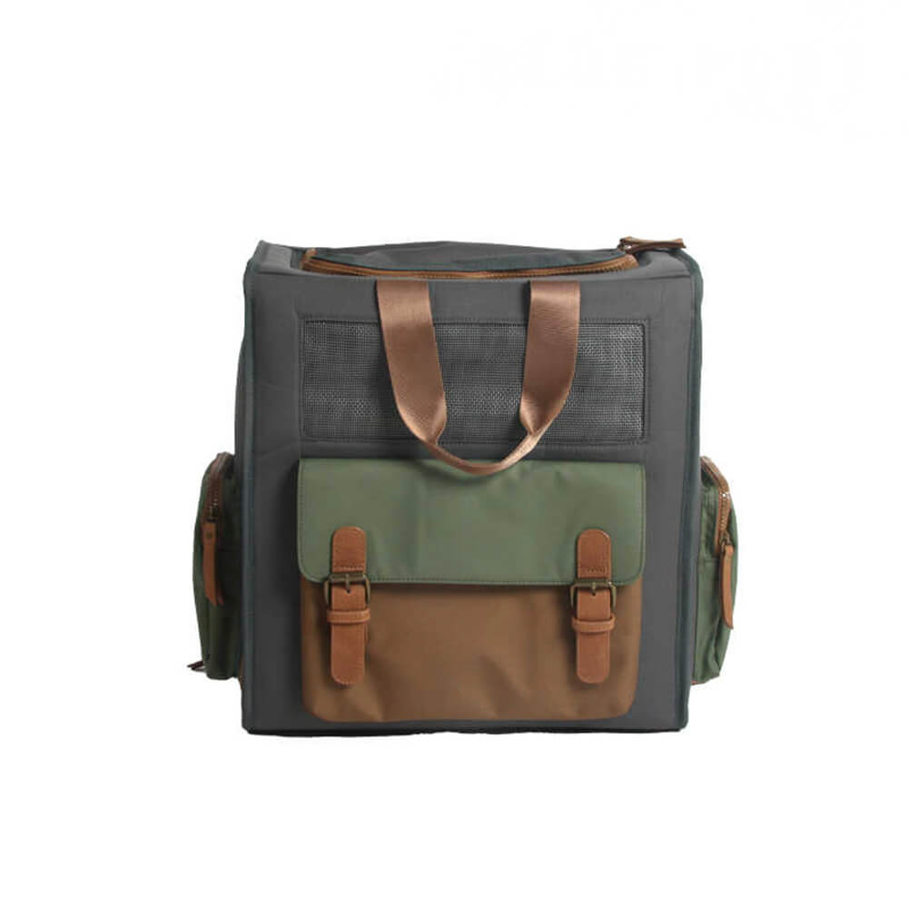 Dual-Colour Breathable Waterproof Canvas Outdoor Pet Carrier Backpack