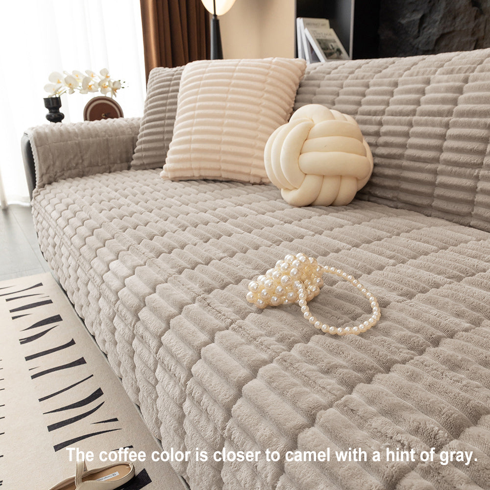 Waterproof One-Piece Cozy Flannel Sofa Protection Non-Slip Couch Cover & Office Chair Protector
