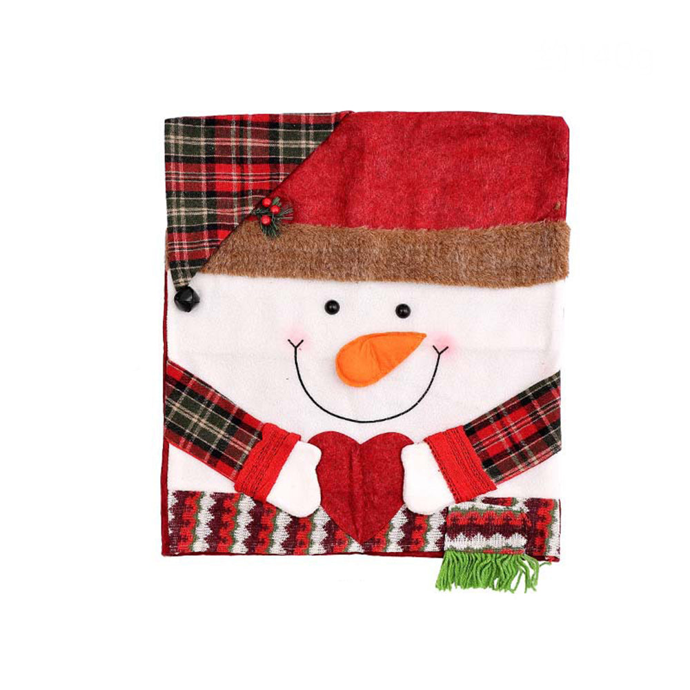 Playful Christmas Decoration Elk Snowman Chair Back Cover