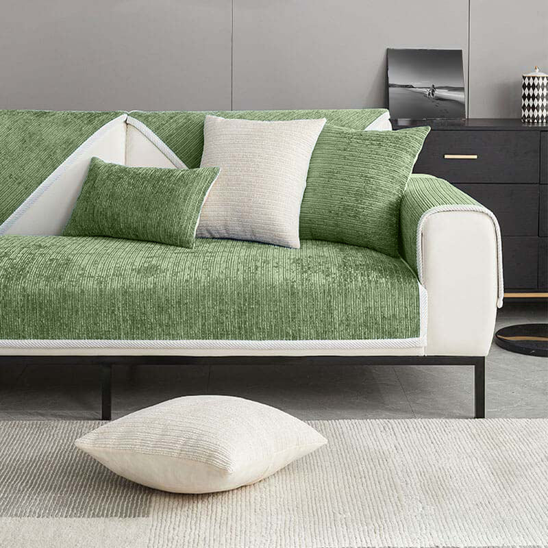 Waterproof Antimicrobial Simple Chenille Fabric Anti-scratch Sectional Couch Cover