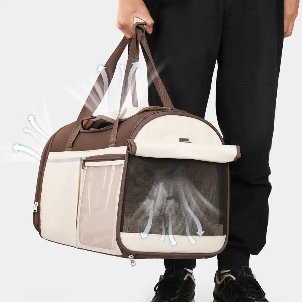 Handheld Crossbody Multi-Function Breathable Dog Cat Carrier Bag for Travel and Vet