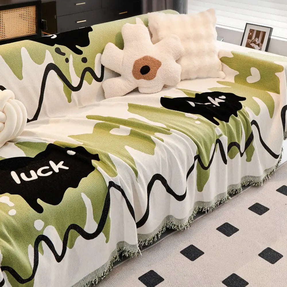 Ice Cream Wavy Chenille Scratch-Resistant Sofa Blanket Couch Cover