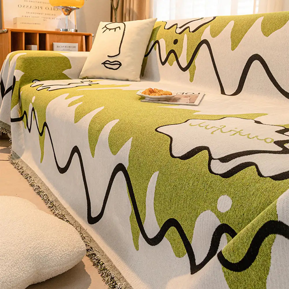 Ice Cream Wavy Chenille Scratch-Resistant Sofa Blanket Couch Cover