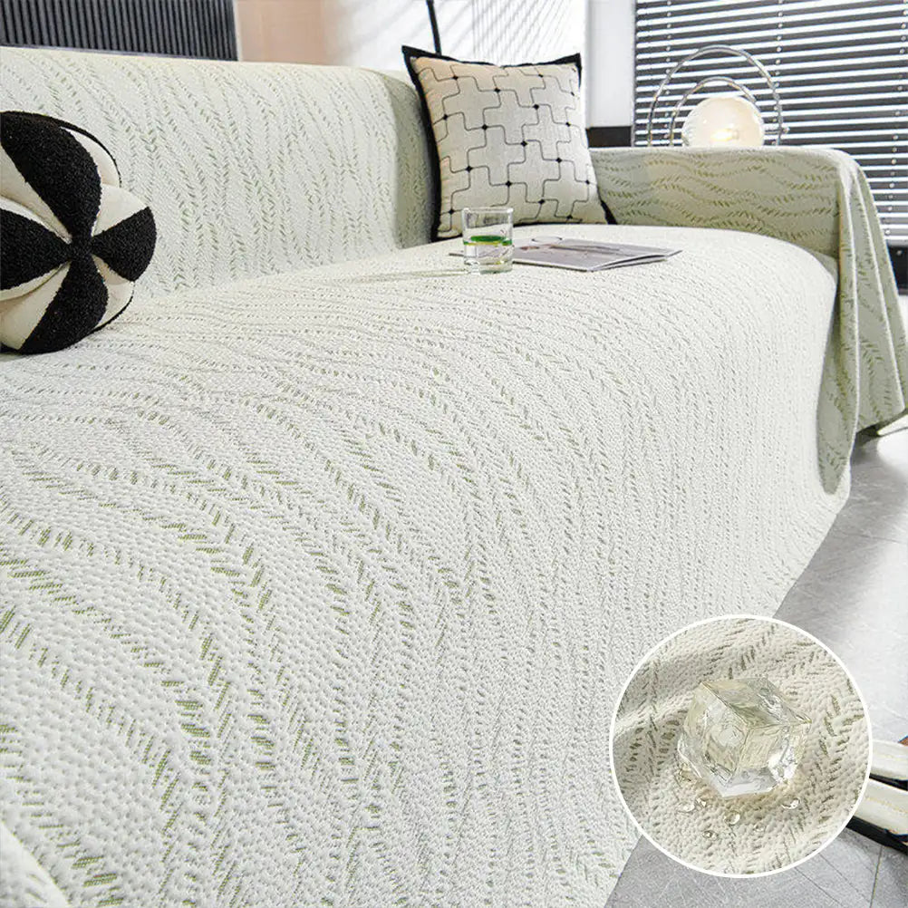 Leaf Pattern Cooling Ice Silk Sofa Protection Large Blanket Couch Cover