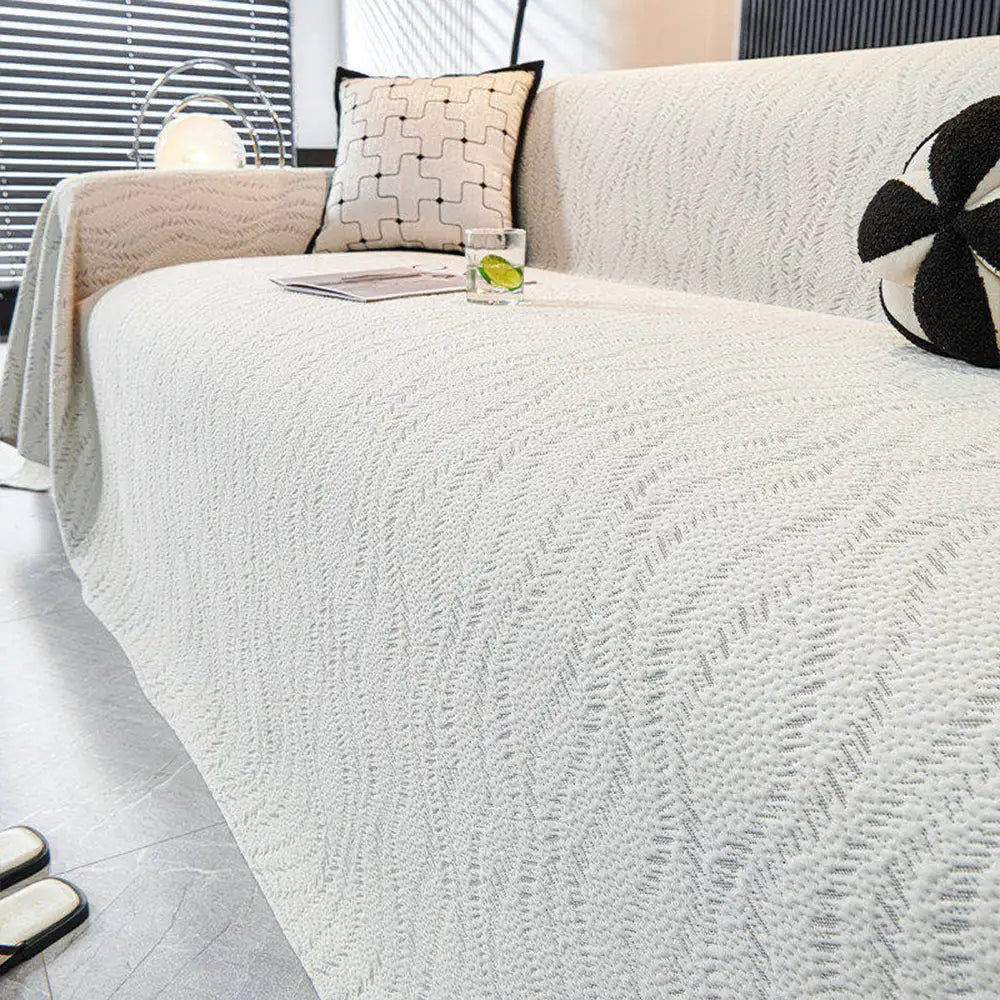 Leaf Pattern Cooling Ice Silk Sofa Protection Large Blanket Couch Cover