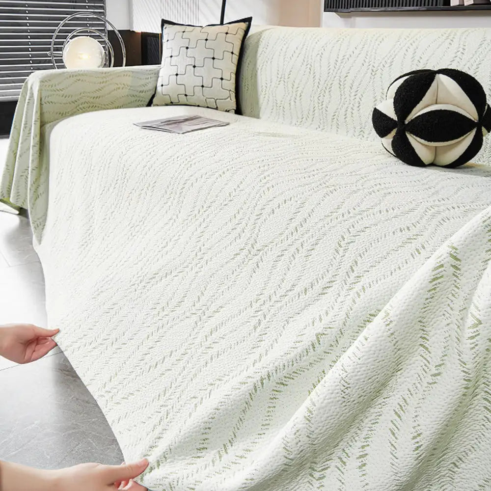 Leaf Pattern Cooling Ice Silk Sofa Protection Large Blanket Couch Cover