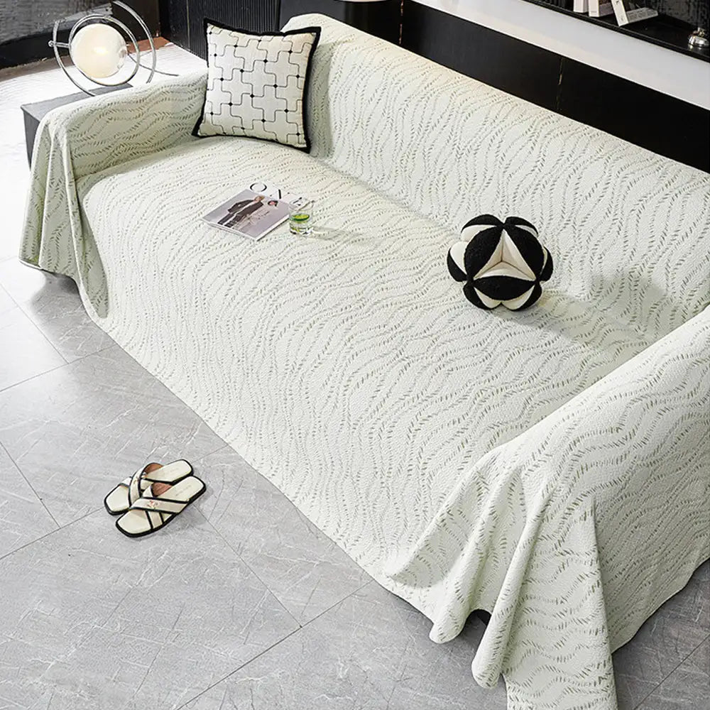 Leaf Pattern Cooling Ice Silk Sofa Protection Large Blanket Couch Cover