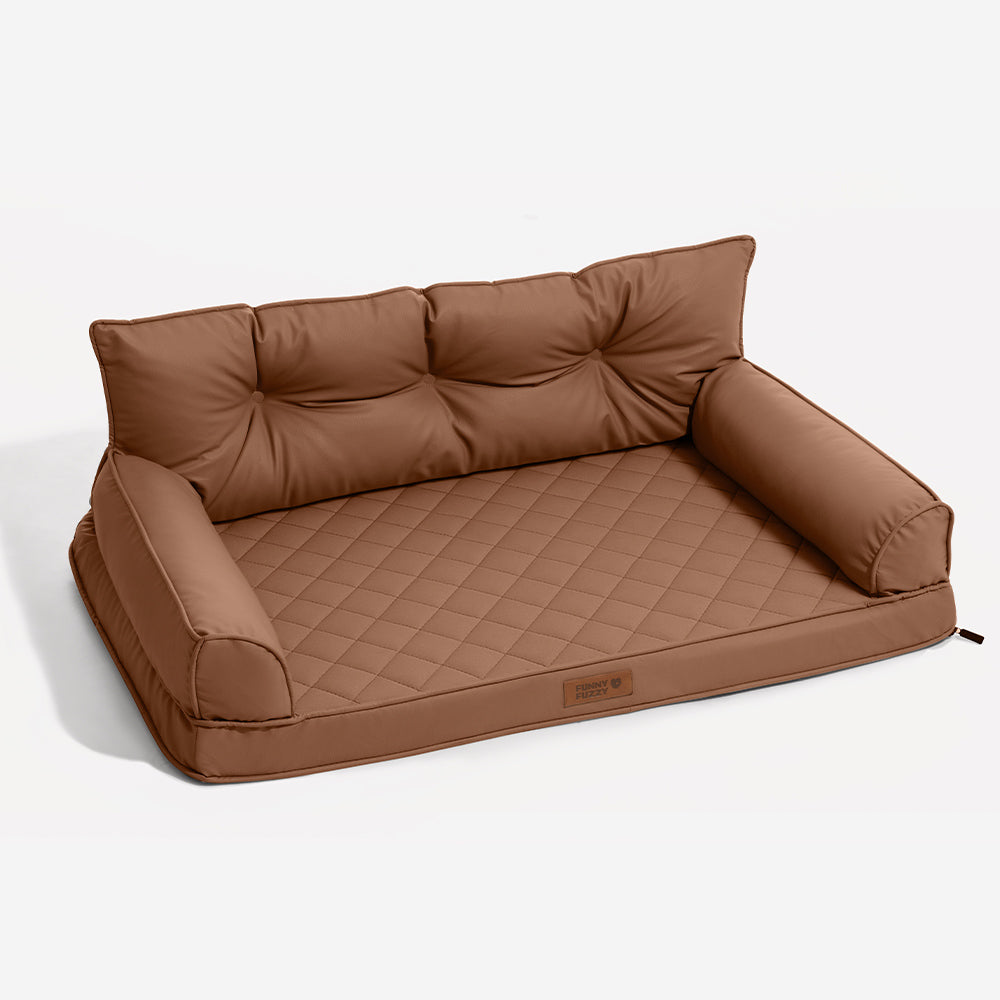 Luxe Faux Leather Foldable Orthopaedic Large Dog Bed - CoreLounge