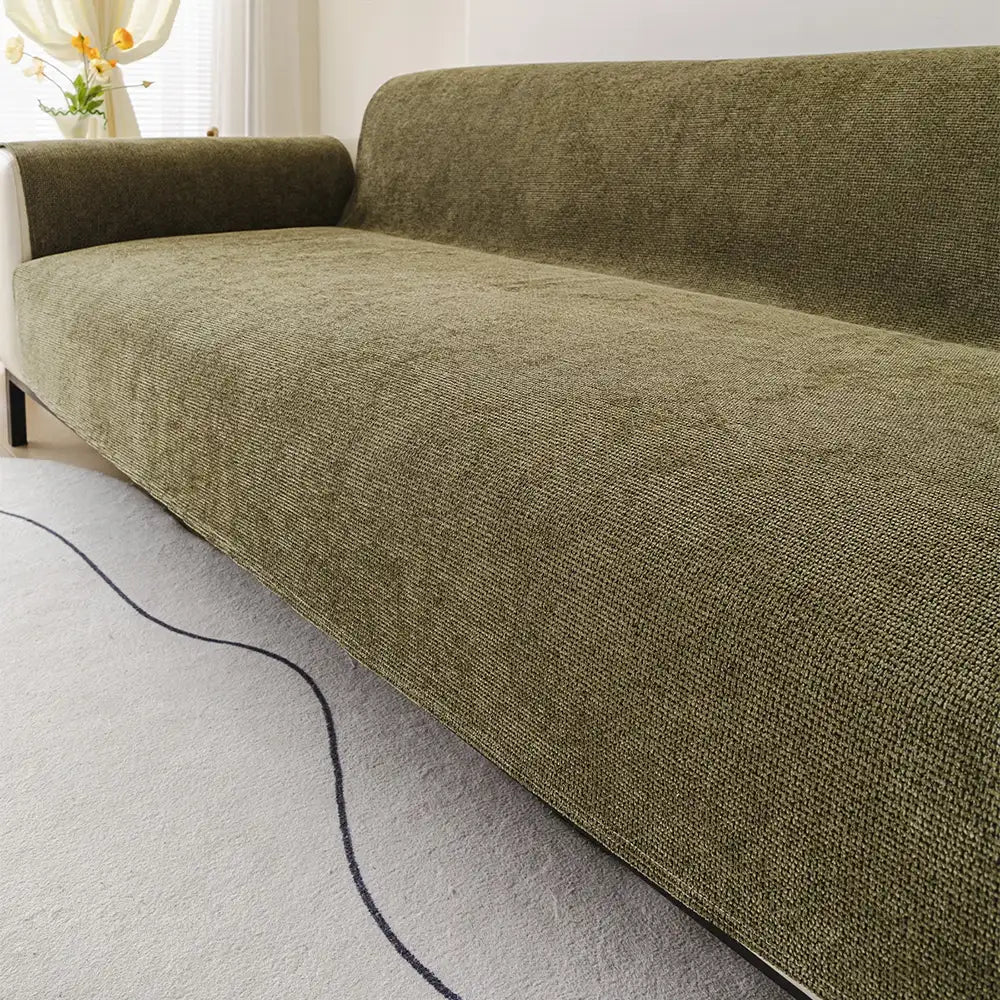 One-Piece Chenille Scratch-Resistant Water-Repellent Non-Slip Couch Cover & Office Chair Protector