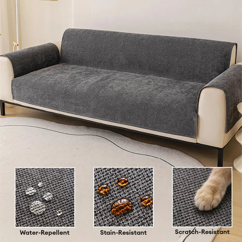 One-Piece Chenille Scratch-Resistant Water-Repellent Non-Slip Couch Cover & Office Chair Protector