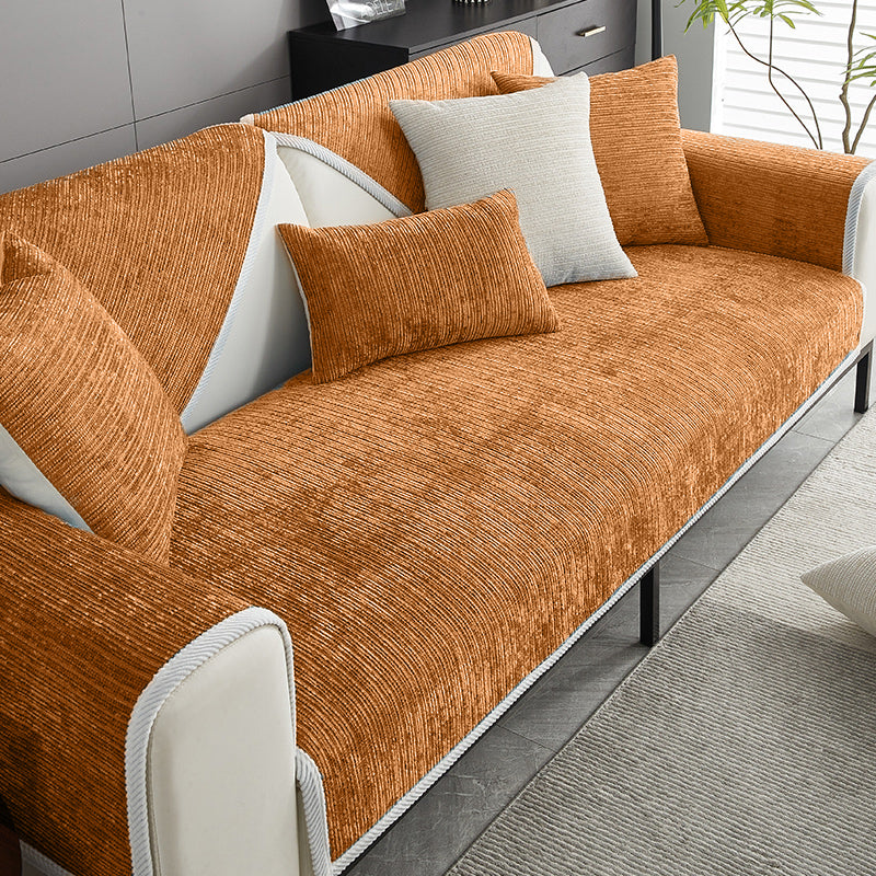 Waterproof Antimicrobial Simple Chenille Fabric Anti-scratch Sectional Couch Cover