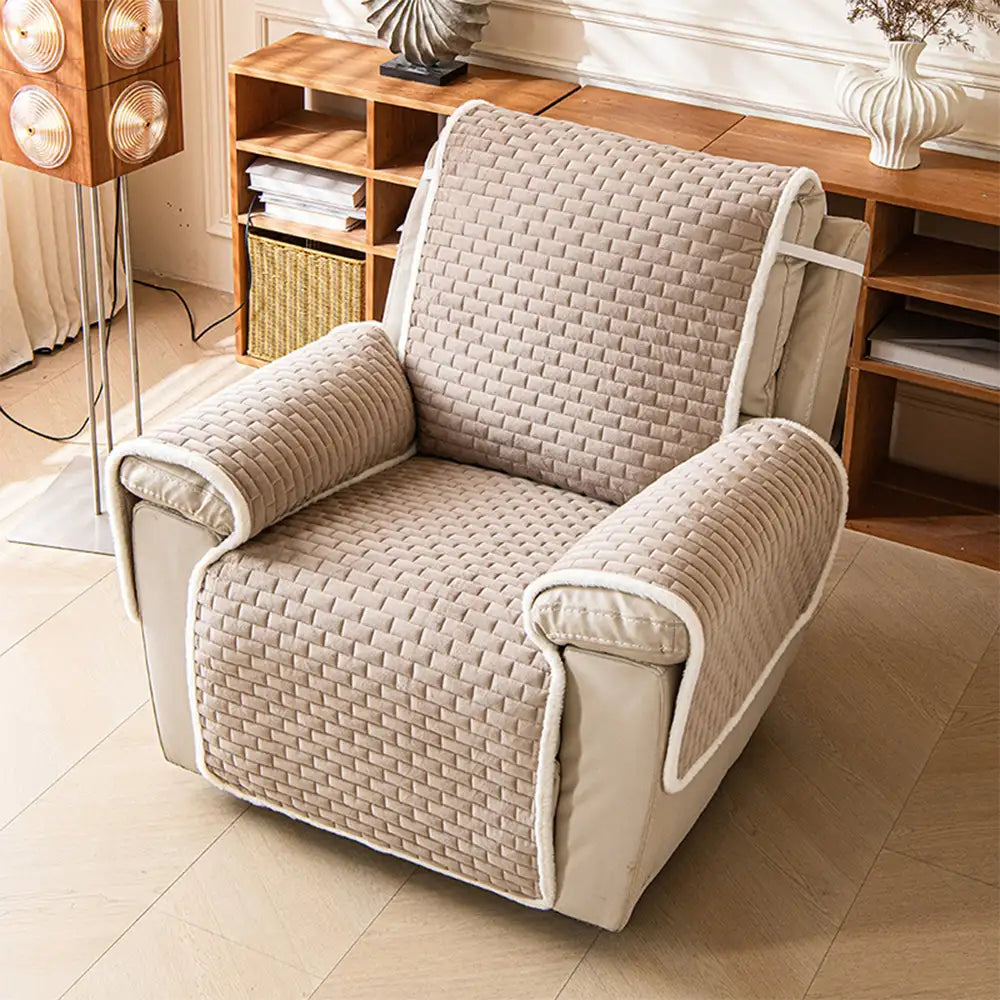One-Piece Plush Scratch-Resistant Couch Covers with Elastic Straps