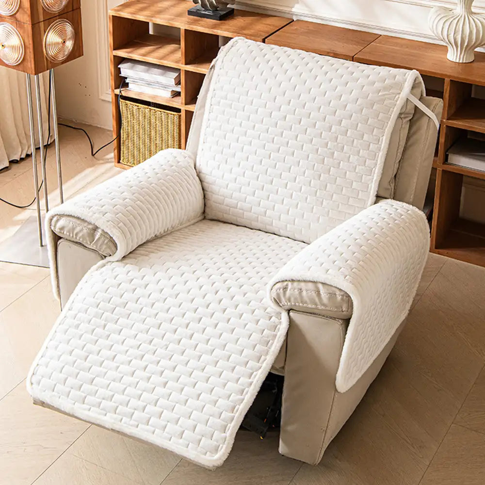 One-Piece Plush Scratch-Resistant Couch Covers with Elastic Straps