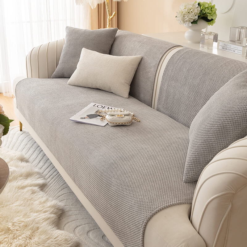 Simple Solid Colour Plush Furniture Protector Outdoor Couch Cover