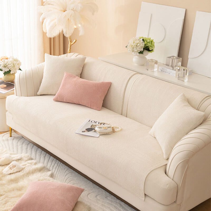 Simple Solid Colour Plush Furniture Protector Outdoor Couch Cover