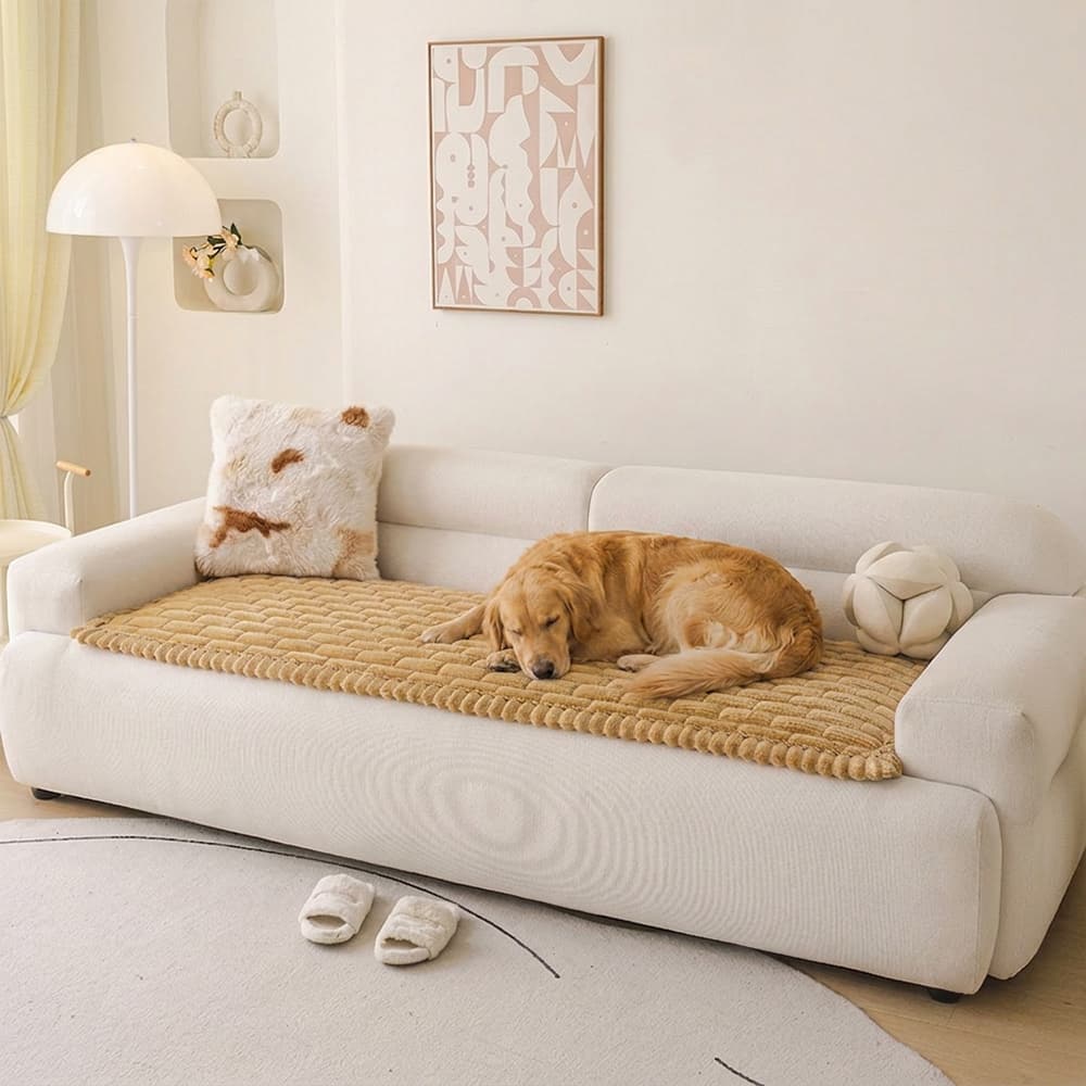 Soft Brick Pattern Quilted Dog Mat Non-Slip Couch Cover