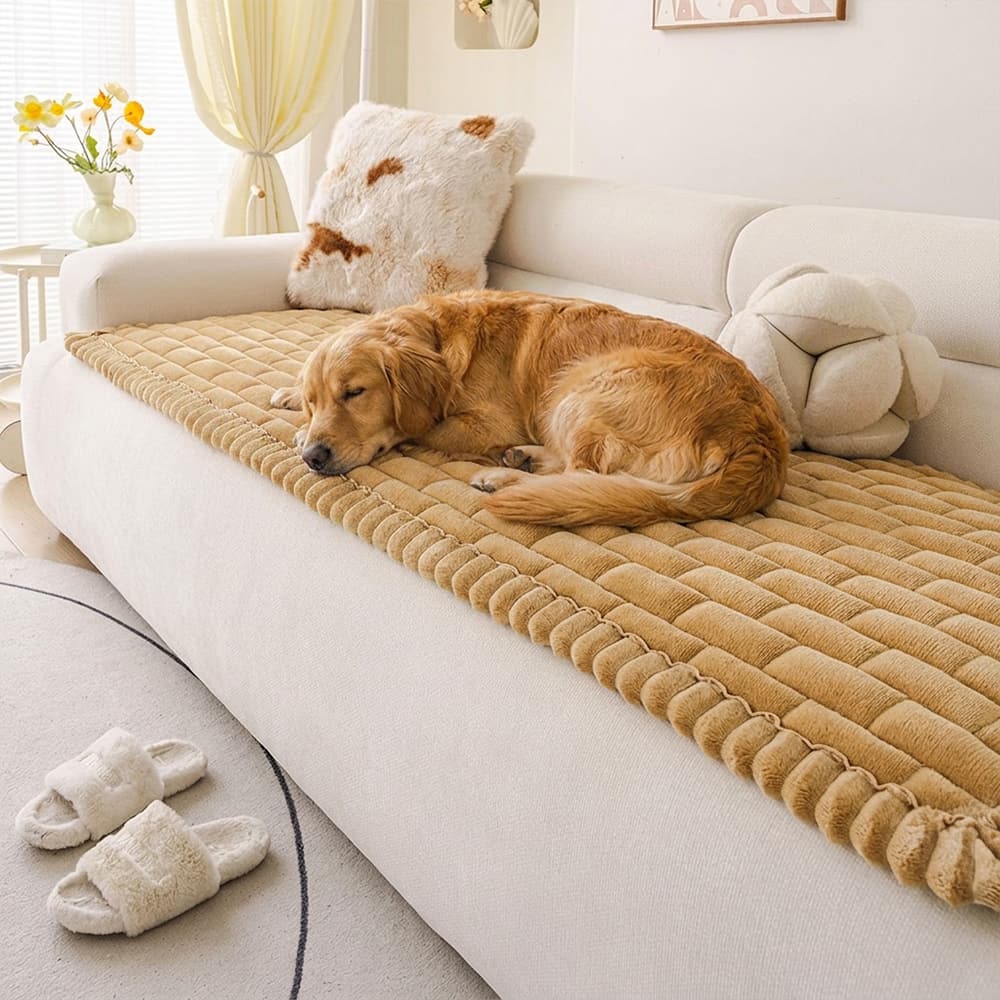 Soft Brick Pattern Quilted Dog Mat Non-Slip Couch Cover