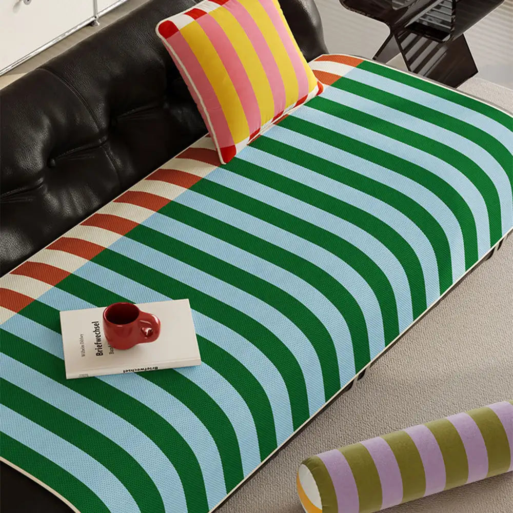 Stylish Striped Ice Silk Breathable Non-Slip Couch Cover