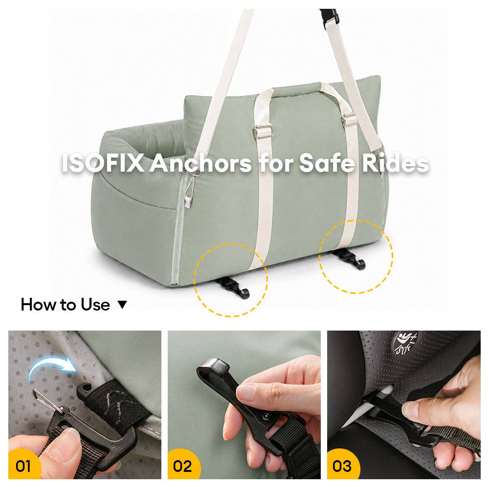 Waterproof ISOFIX Dog Car Seat Bed with Isofix System - First Class