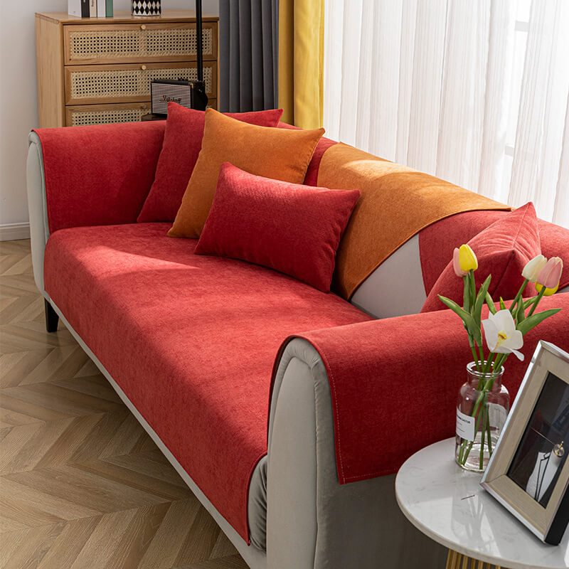 Vermilion Comfortable Chenille Furniture Protector Couch Cover
