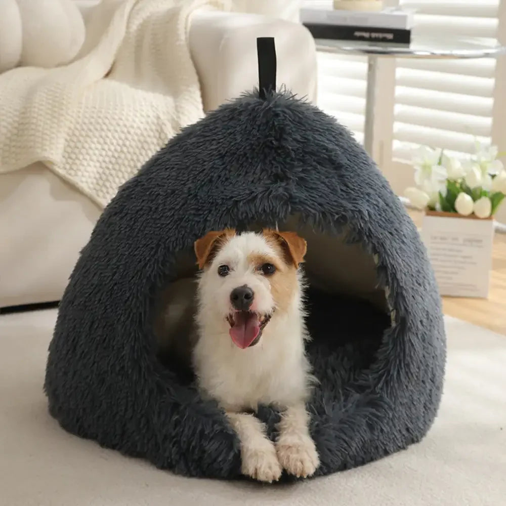 Warm Plush Cozy Hideaway Cat Cave Dog Bed