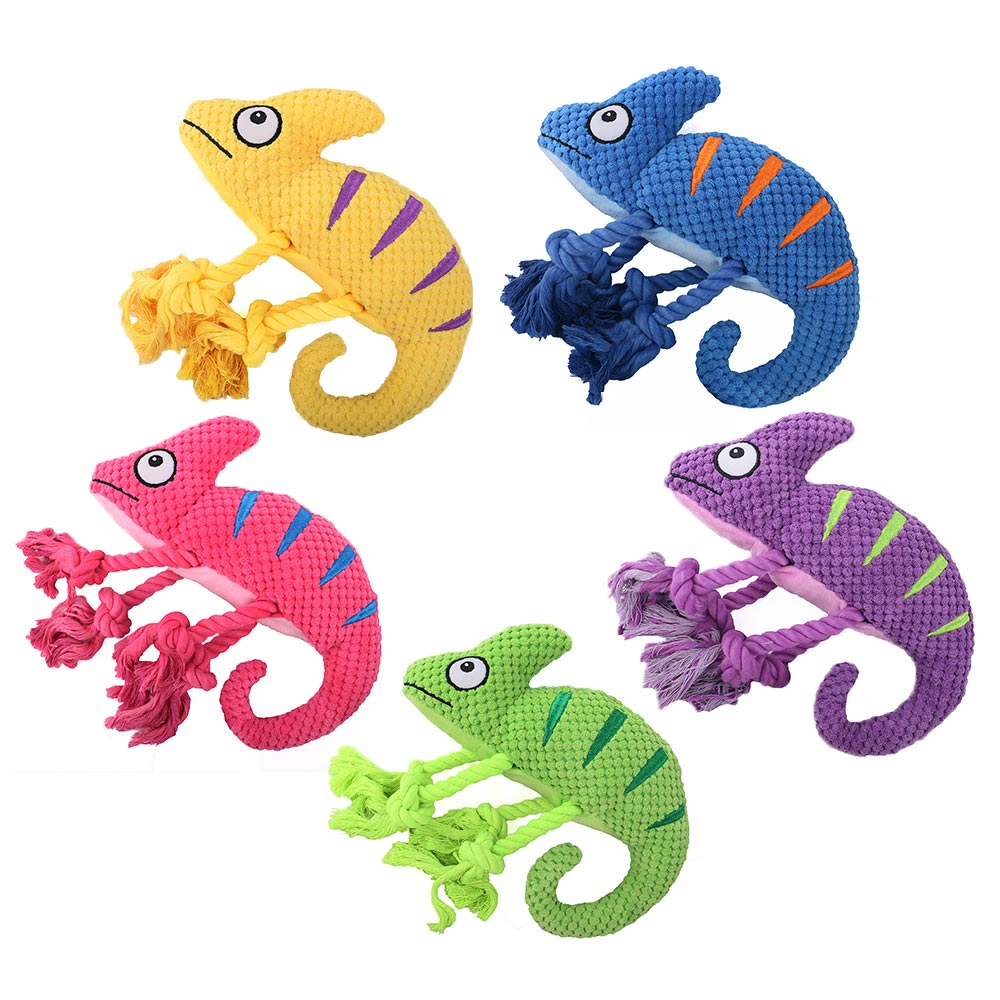 Soft & Colourful Plush Chameleon Squeaky Dog Toy