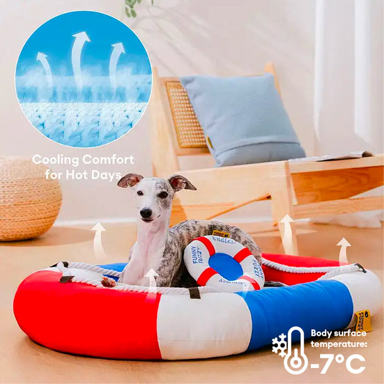 Summer Cooling Waterproof Boat-Shaped Pet Bed with Pillow – Chill Raft
