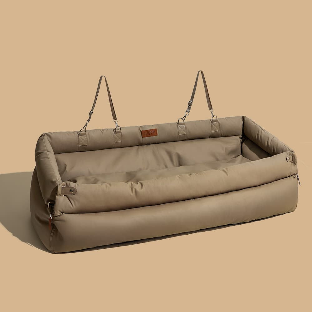 Deluxe Faux Leather Dog Car Seat Booster Bed - Urban Voyager