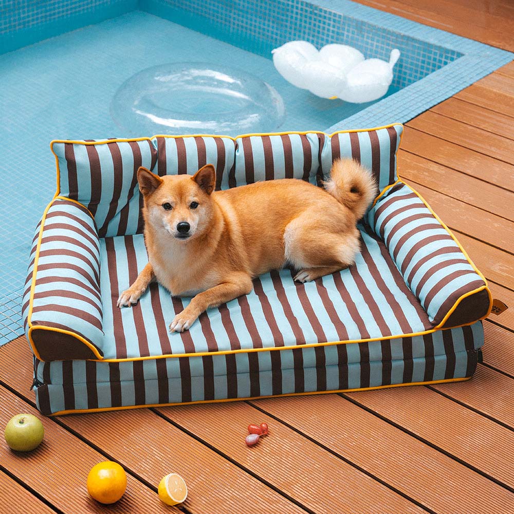 Stripe Waterproof Foldable Dog Sofa Bed - Sunny Siesta