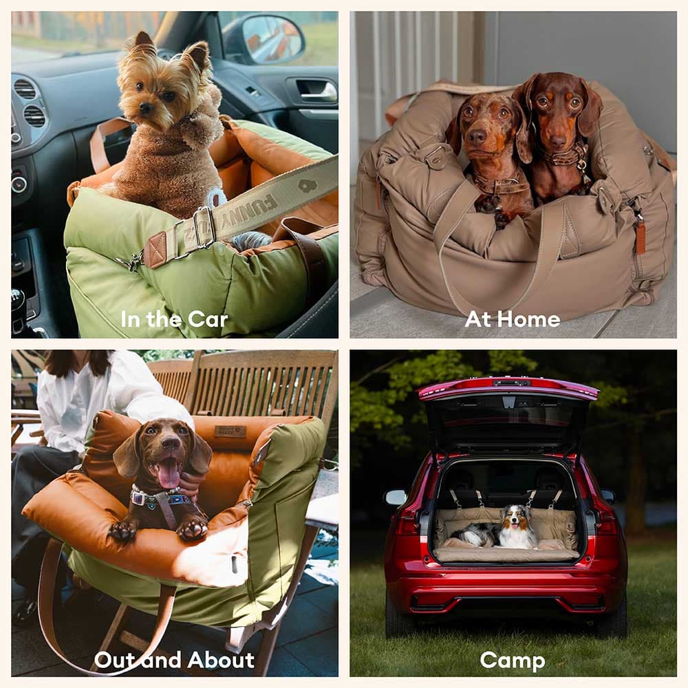 Deluxe Faux Leather Dog Car Seat Booster Bed - Urban Voyager