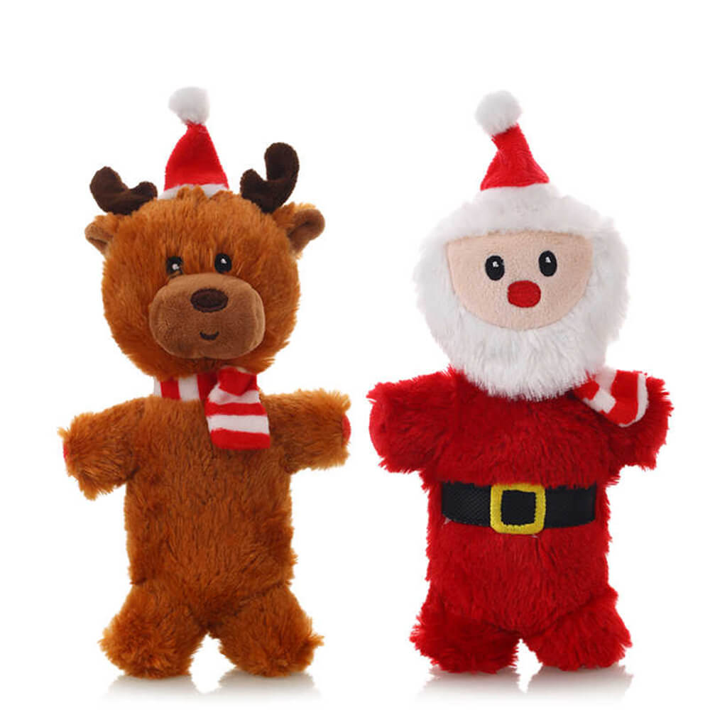 Christmas Santa Claus Doll Durable Squeaker Interactive Plush Dog Toy