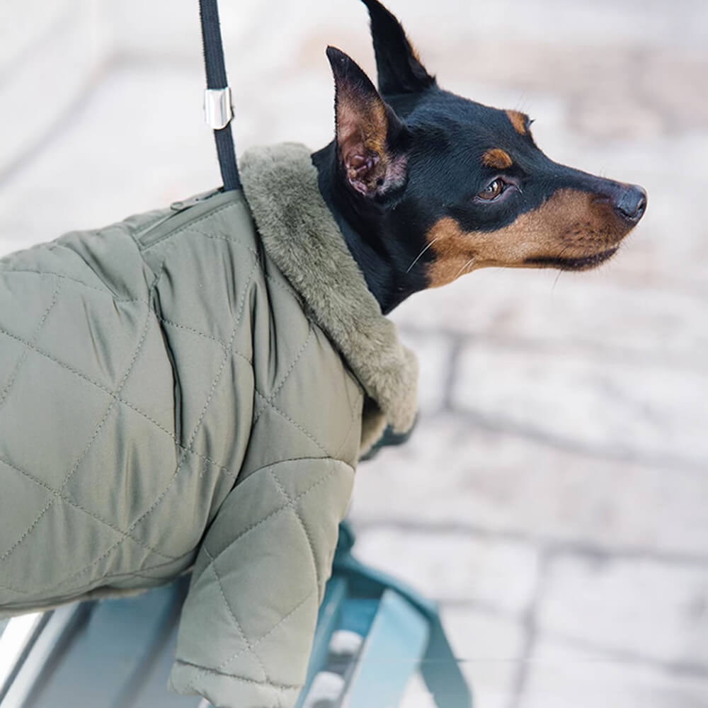 Cozy Warm Faux Fur Turtleneck Snap Fasteners Dog Coat