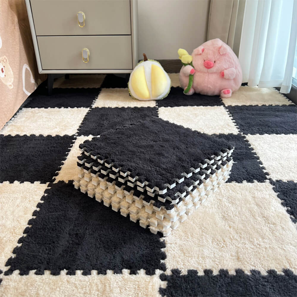 Soft Plush Checkerboard Anti-Slip Lightweight Home Area Rug