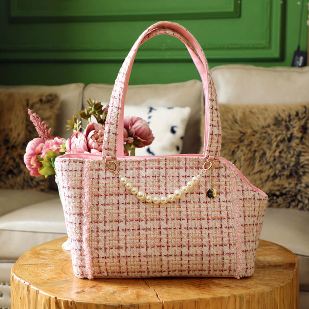 Soft Tweed Luxury Checkered Lightweight Dog & Cat Carrier Bag