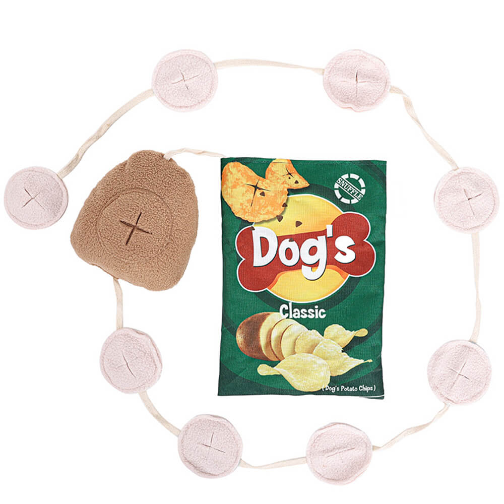 Potato Chips Interactive Slow Feeder Squeaky Snuffle Dog Toy