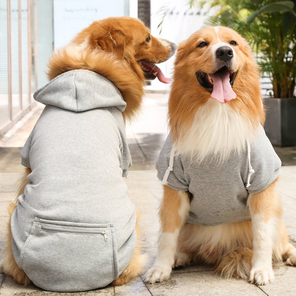 Solid Color Hooded Pullover Sweatshirt for Matching Dog and Owner